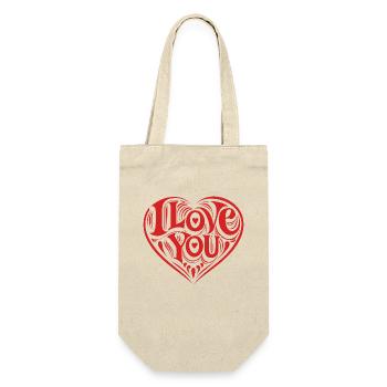 I love You - Valentine' Day - Liebe - Geschenk - Geschenkbeutel für Flaschen - Natur - Vorne