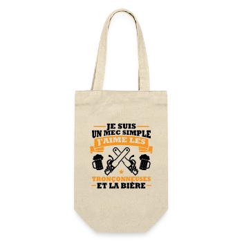 Un mec simple j aime les tronçonneuses et la bière - Sac à bouteille - nature - Devant