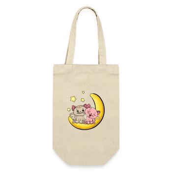 Katzenliebe bis zum Mond - Geschenkbeutel für Flaschen - Natur - Vorne