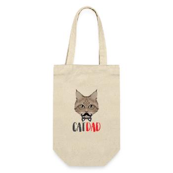 Stolzer Katzen Papa - Geschenkbeutel für Flaschen - Natur - Vorne