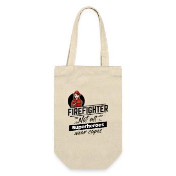 Feuerwehrfrau - Superheld ohne Umhang - Geschenkbeutel für Flaschen - Natur - Vorne
