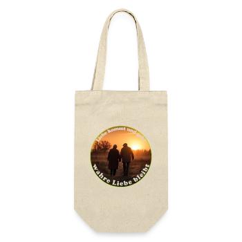 Liebe ist oft die treibende Kraft - Geschenkbeutel für Flaschen - Natur - Vorne