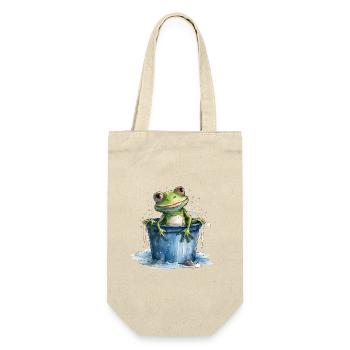 Frog washes and cools in the bucket of water - Gift Bag for Bottles - nature - Front