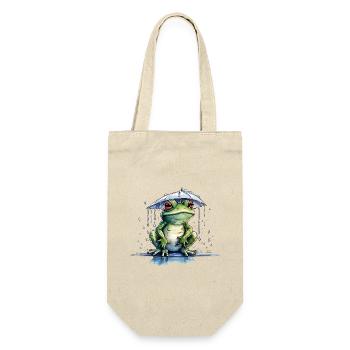 Frosch unter dem Regenschirm - Geschenkbeutel für Flaschen - Natur - Vorne