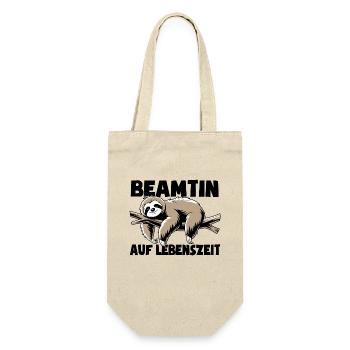 Faultier Beamtin auf Lebenszeit - Spruch - Geschenkbeutel für Flaschen - Natur - Vorne