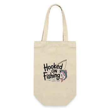 Hooked on Fishing – Funny Fishing Motif - Gift Bag for Bottles - nature - Front