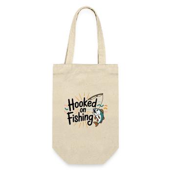 Hooked on Fishing – Funny Fishing Motif - Gift Bag for Bottles - nature - Front