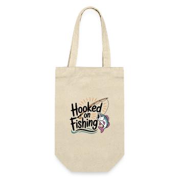 Hooked on Fishing – Funny Fishing Motif - Gift Bag for Bottles - nature - Front