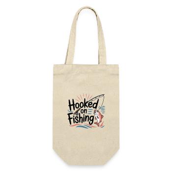 Hooked on Fishing – Funny Fishing Motif - Gift Bag for Bottles - nature - Front