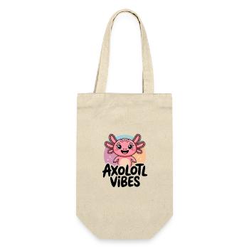 Axolotl Vibes – Süßes Salamander Cartoon - Geschenkbeutel für Flaschen - Natur - Vorne