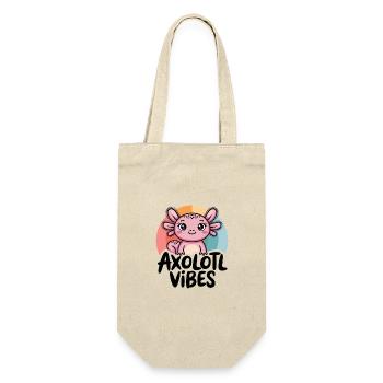 Axolotl Vibes – Süßes Salamander Cartoon - Geschenkbeutel für Flaschen - Natur - Vorne