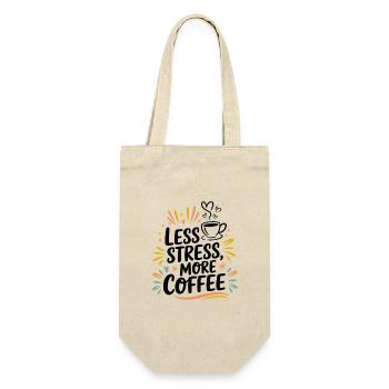 Less Stress, More Coffee – Kaffee-Spruch - Geschenkbeutel für Flaschen - Natur - Vorne