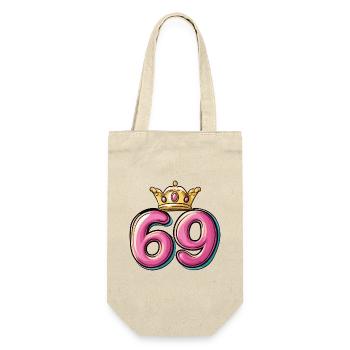 69 Zahl Krone - Geschenkbeutel für Flaschen - Natur - Vorne