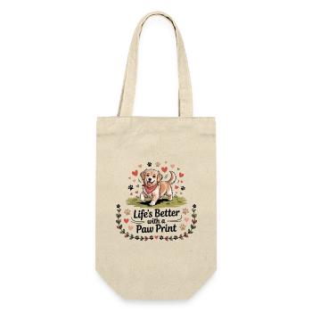 Life’s Better with a Paw Print - Geschenkbeutel für Flaschen - Natur - Vorne