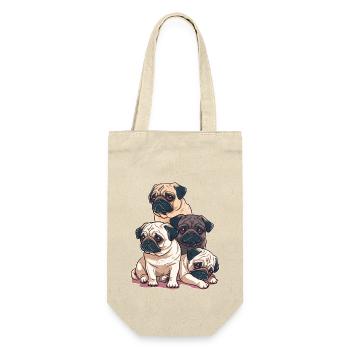 Mops Stapel - Geschenkbeutel für Flaschen - Natur - Vorne