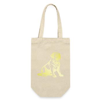 Pug Hund Silhouette - Geschenkbeutel für Flaschen - Natur - Vorne