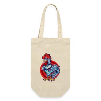 Rooster Hahn - Geschenkbeutel für Flaschen - Natur - Vorne