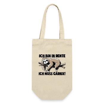 Faultier - Ich bin in Rente ich muss garnix - Geschenkbeutel für Flaschen - Natur - Vorne