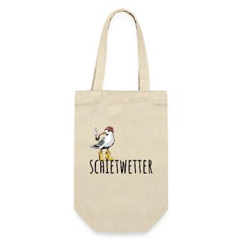 Möwe - Schietwetter - Nordsee - Geschenk - Geschenkbeutel für Flaschen - Natur - Vorne
