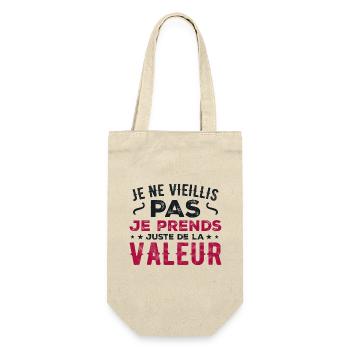 Ich werde nicht alt, ich steigere nur an Wert - Geschenkbeutel für Flaschen - Natur - Vorne