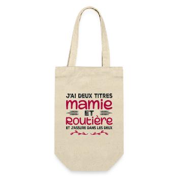 Deux Titres Mamie Routière Camionneuse Mémé Cadeau - Sac à bouteille - nature - Devant