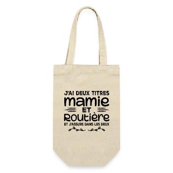 Deux Titres Mamie Routière Camionneuse Mémé Cadeau - Sac à bouteille - nature - Devant