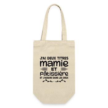 Oma und Konditor | Oma | Gebäck - Geschenkbeutel für Flaschen - Natur - Vorne