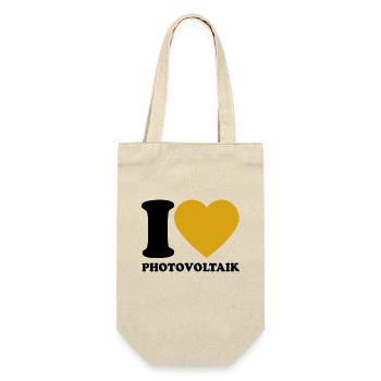 I Love Photovoltaik - Herz - Erneuerbare Energie - Geschenkbeutel für Flaschen - Natur - Vorne