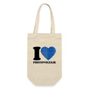 I Love Photovoltaik - Herz - Erneuerbare Energie - Geschenkbeutel für Flaschen - Natur - Vorne