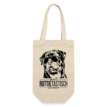 ROTTIETASTISCH Rottweiler Hundespruch Wilsigns - Geschenkbeutel für Flaschen - Natur - Vorne