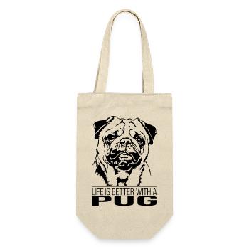 Pug life is better Mops Hunde Wilsigns - Geschenkbeutel für Flaschen - Natur - Vorne