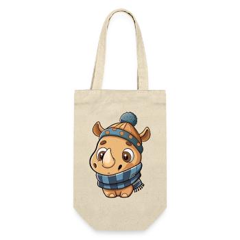 Rhinocéros mignon avec écharpe et chapeau à pompon. - Sac à bouteille - nature - Devant