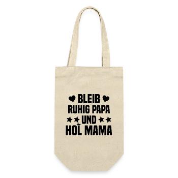 Bleib ruhig Papa und hol Mama Baby werdender Papa - Geschenkbeutel für Flaschen - Natur - Vorne