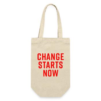 Change starts now - Geschenkbeutel für Flaschen - Natur - Vorne