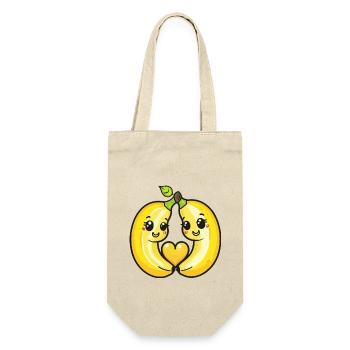 Banane Paar Liebe Herz Valentinstag - Geschenkbeutel für Flaschen - Natur - Vorne