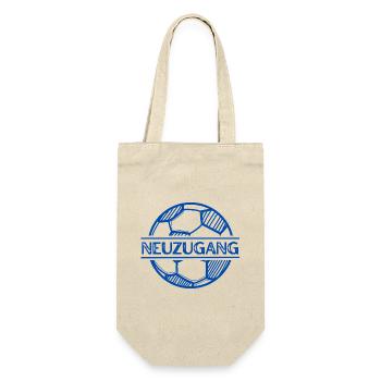 Neuzugang - Fußballspieler, Junge, Mädchen, Baby - Geschenkbeutel für Flaschen - Natur - Vorne