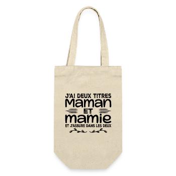 I have two titles Mom and Granny | Mother's Day - Gift Bag for Bottles - nature - Front