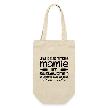 Zwei Granny Rugbywoman-Titel | Oma, Rugby - Geschenkbeutel für Flaschen - Natur - Vorne