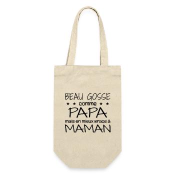 Beau gosse comme papa en mieux grâce à maman - Sac à bouteille - nature - Devant
