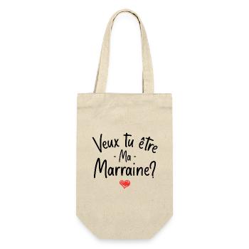 Veux tu être ma marraine? bébé cadeau naissance - Sac à bouteille - nature - Devant