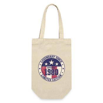 44. Geburtstag Legende September 1980 Jahrgang 80 - Geschenkbeutel für Flaschen - Natur - Vorne