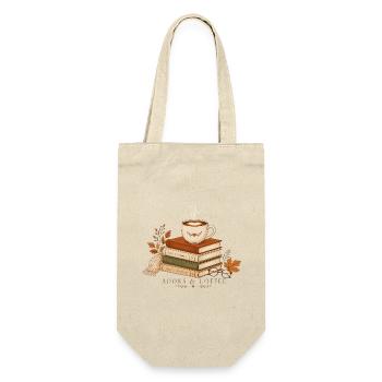 Herbstbücher und Kaffee - Geschenkbeutel für Flaschen - Natur - Vorne