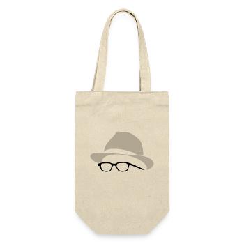 Honecker Hut und Brille, DDR Kult, Geschenk - Geschenkbeutel für Flaschen - Natur - Vorne