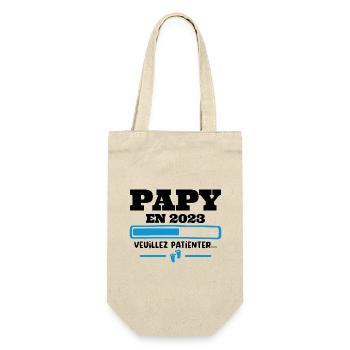 Futur Papy 2023 Grand-père Bébé Grossesse Cadeau - Sac à bouteille - nature - Devant