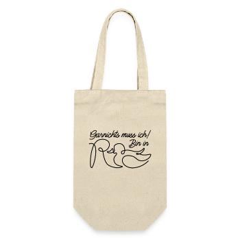 Garnichts muss ich! Bin in Rente - Rente Ente - Geschenkbeutel für Flaschen - Natur - Vorne