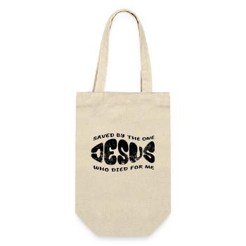 Jesus - Saved by the one who died for me - Geschenkbeutel für Flaschen - Natur - Vorne