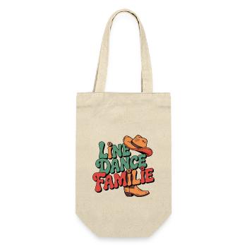 Line Dance Familie. Die ganze Familie tanzt - Geschenkbeutel für Flaschen - Natur - Vorne