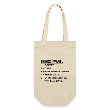 Dinge, die ich will Kaffee und Katzen - I Like Cats Coffee - Geschenkbeutel für Flaschen - Natur - Vorne