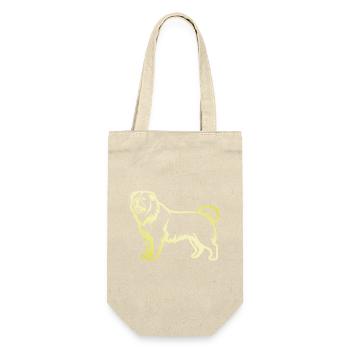 Chow Chow Hund Silhouette - Geschenkbeutel für Flaschen - Natur - Vorne