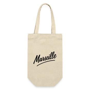 Marseille Script Schwung - Geschenkbeutel für Flaschen - Natur - Vorne